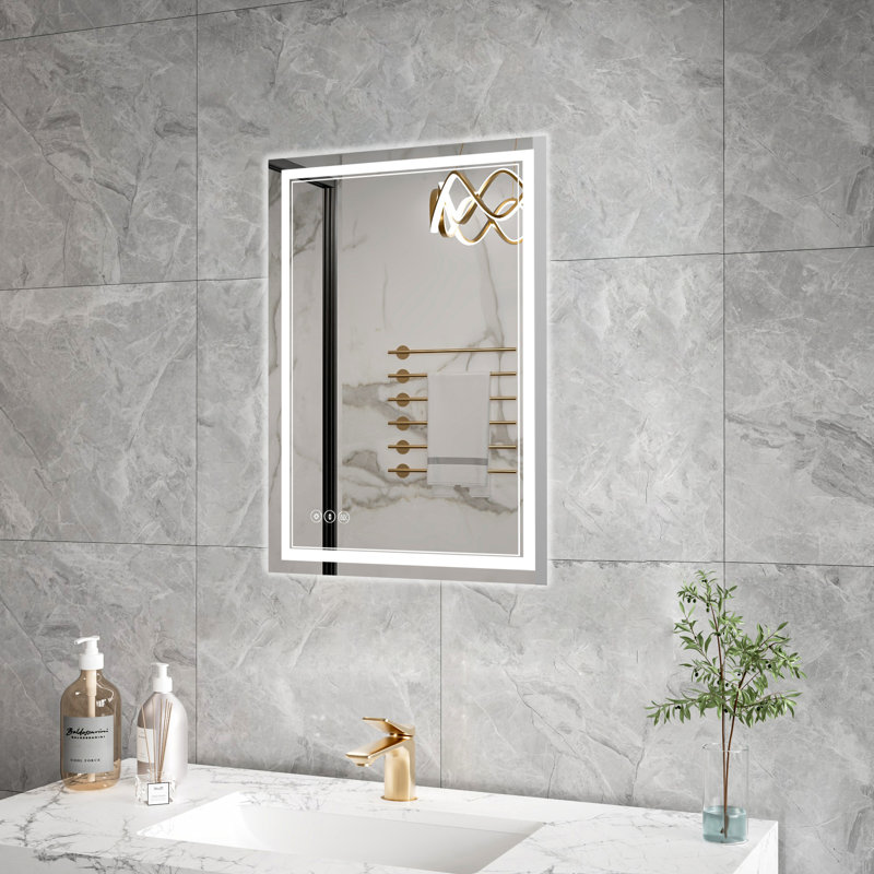 Miroir de salle de bain à DEL à intensité variable avec anti-buée, 28 po x 20 po