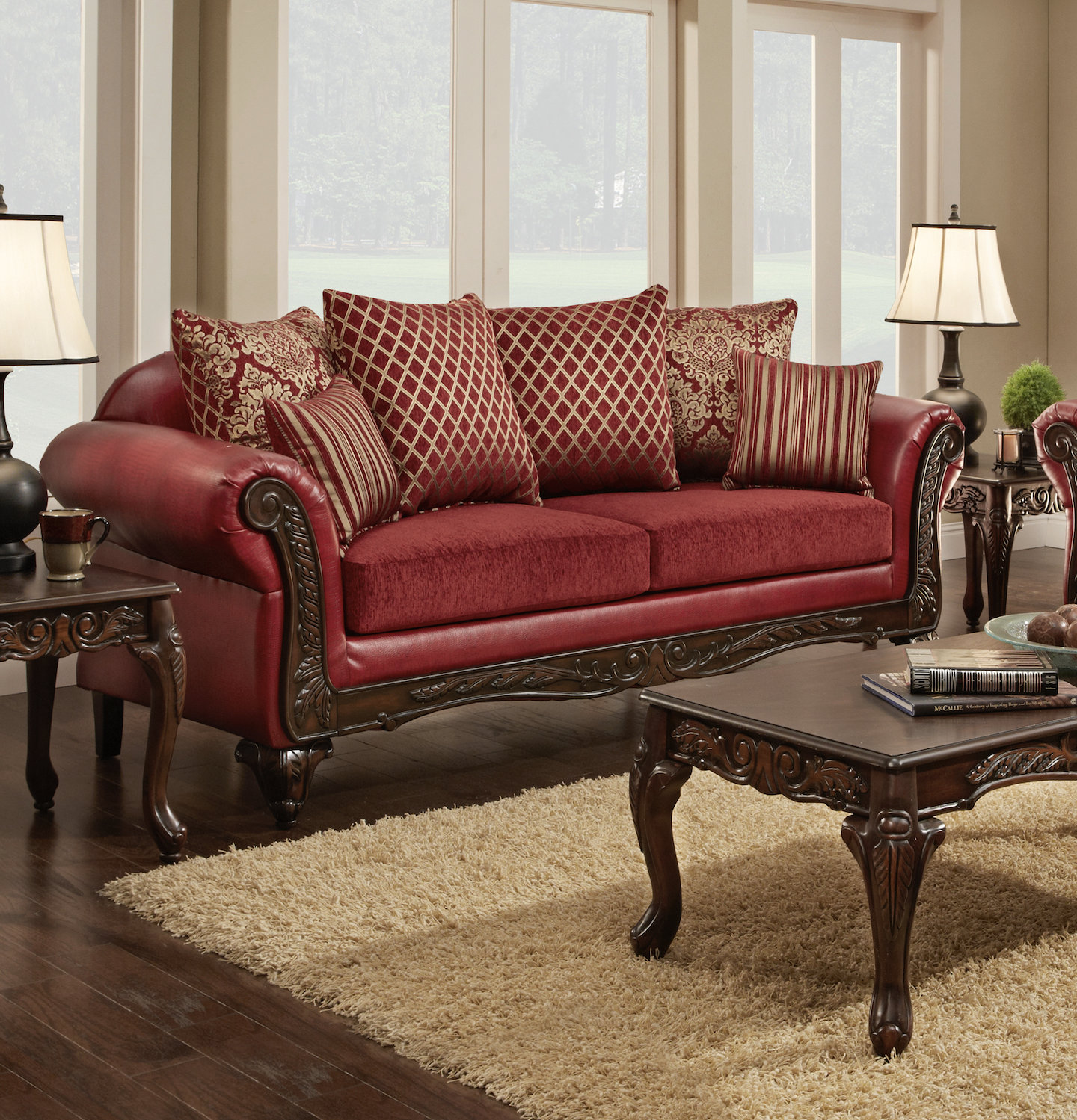 Lark Manor Arpitha Carved Wood Traditional Sofa 