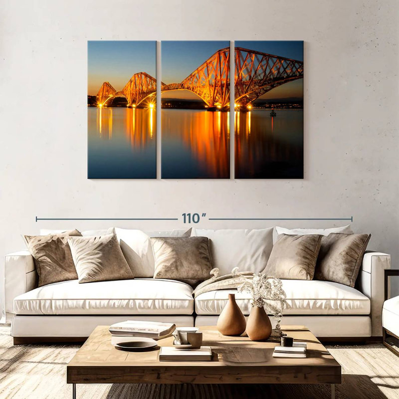 Forth Cantilever Bridge At Dawn, H 48 po x l 74 po