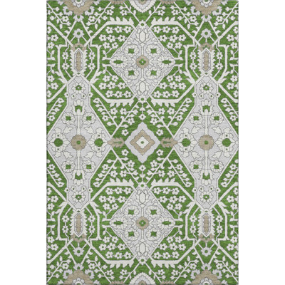 Premium Machine Washable Elaine Green Rug