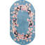 Small Light Blue Solid Open Field Color Oval Shape Antique Deco Chinese Rug