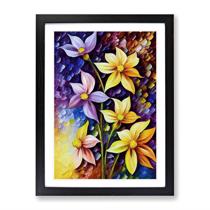 Bunch Of Flowers No.5 - Single Picture Frame Painting, Black, 64cm H x 46cm W x 2cm D