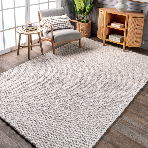 Hand Crafted Cable Knit Hand Woven Braided Wool Rug- Dark Grey by