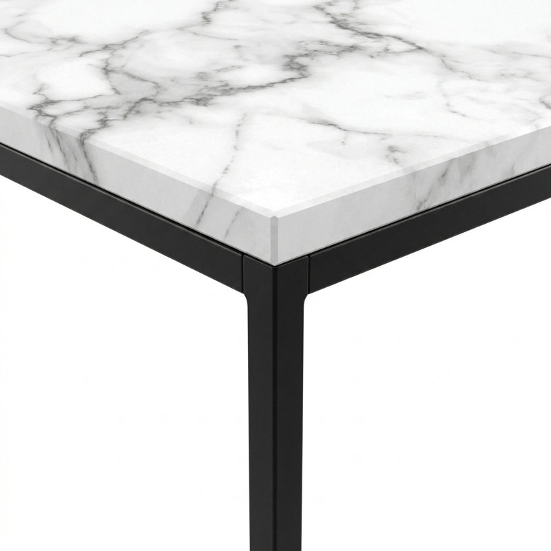 Console Girons, Noir, Marbre blanc