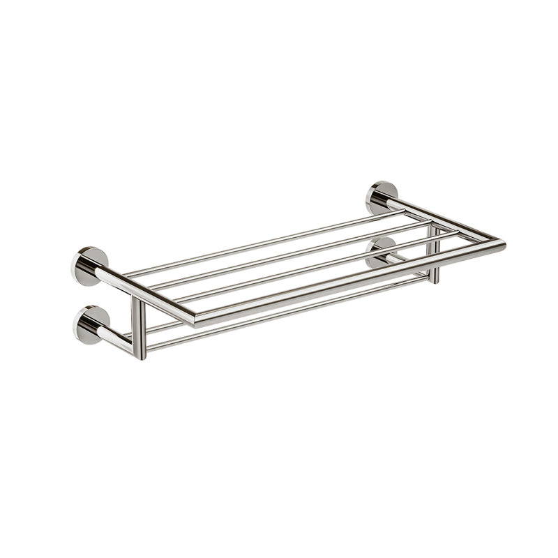 Summit Wall-Mounted Double Towel Shelf - Polished Nickel, Premium Brass Construction, Installation Hardware Included