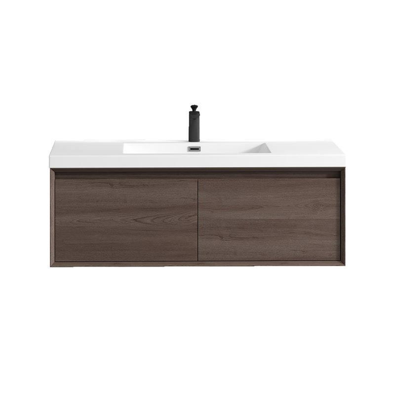 Meuble-lavabo mural simple l 47 po x P 19,6 po x H 17,7 po Bella, Chêne rouge