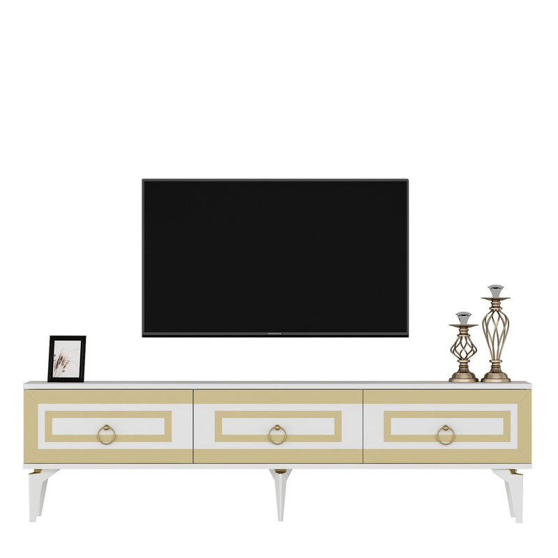 Burkinshaw TV Stand for TVs up to 78", White/Gold