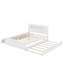 Grand lit plateforme en bois avec rangement à DEL, 2 tiroirs et 1 lit gigogne simple-114344356
