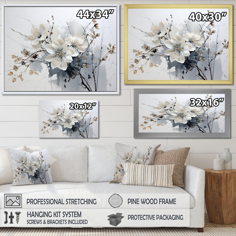 Art asiatique fleurs d'orchidées I - art asiatique, impressions encadrées, H 30 po x l 40 po, Cadre flottant brun