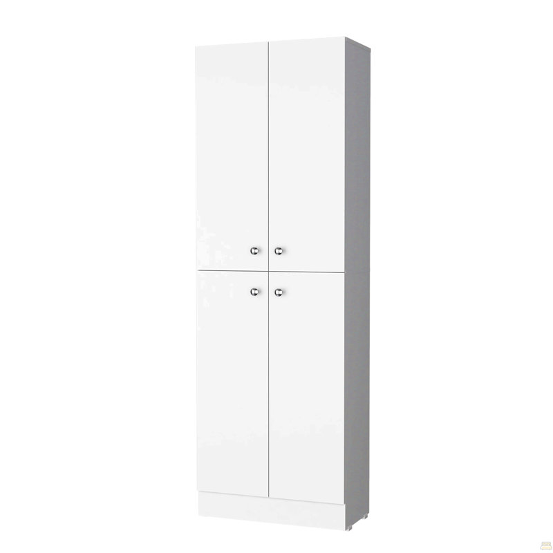 Garde-manger avec 4 portes et 5 tablettes cachées, Blanc