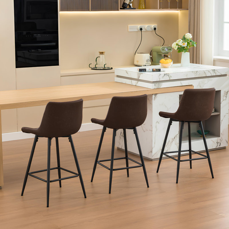 Tabouret de comptoir moderne en similicuir, Tabouret de comptoir (siège d'une hauteur de 24 p, 3, Tanné