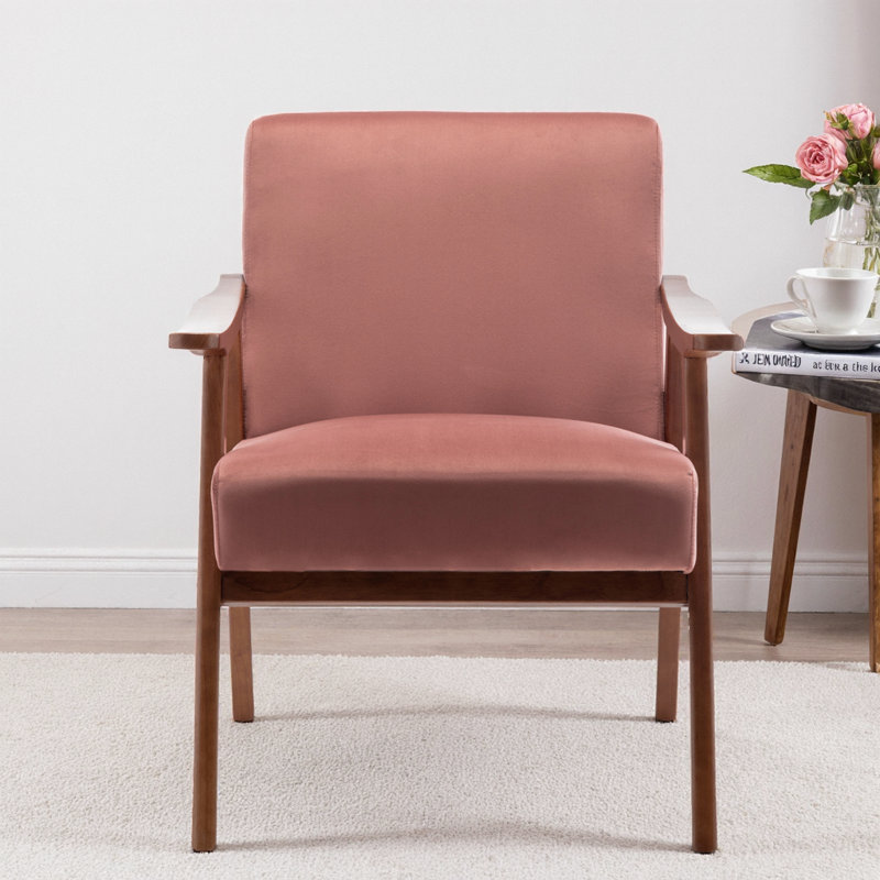 Jamesina 26.37" W Armchair, Rose Velvet Duplicate 