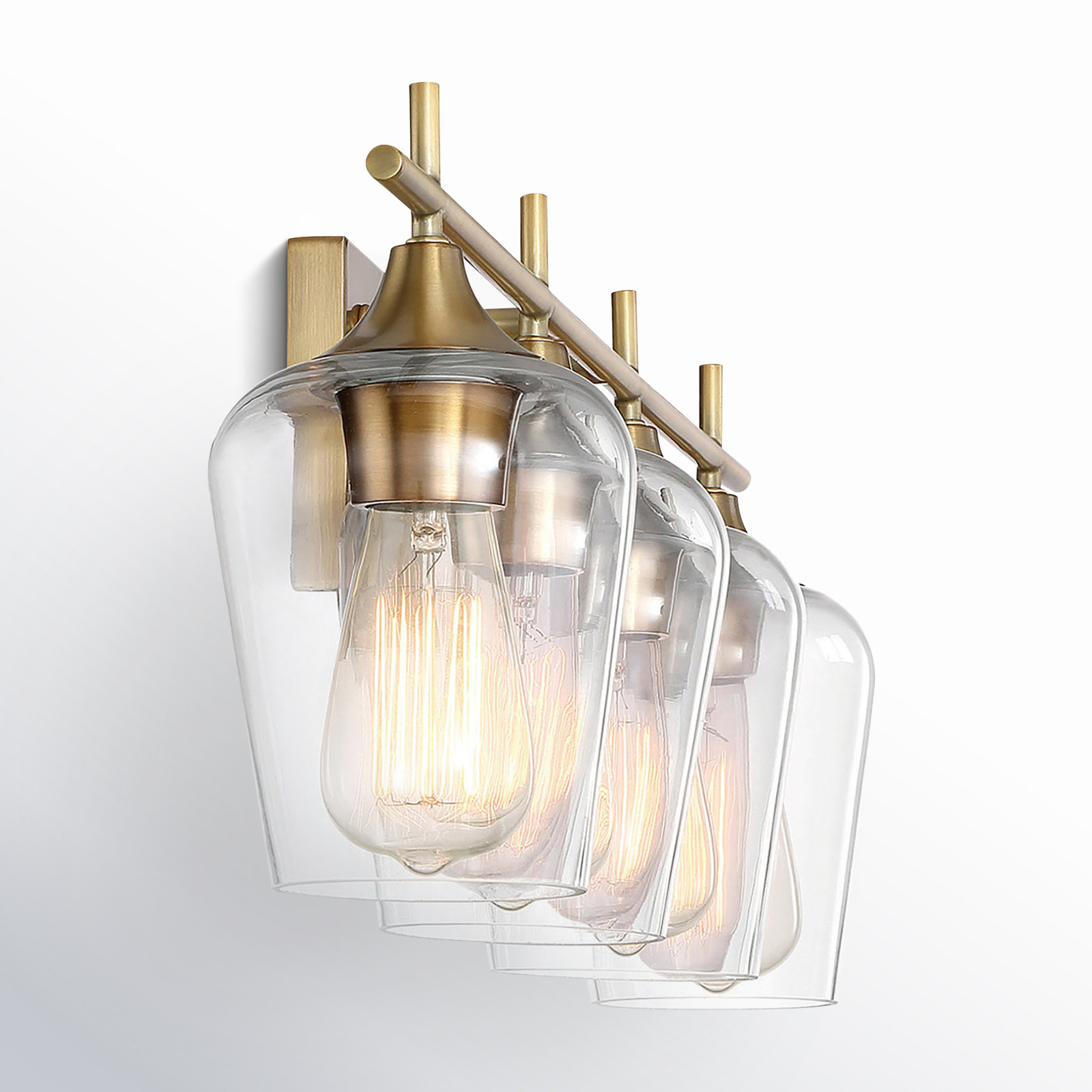 Breena 4-Light Dimmable Vanity Light, Warm Brass, Clear