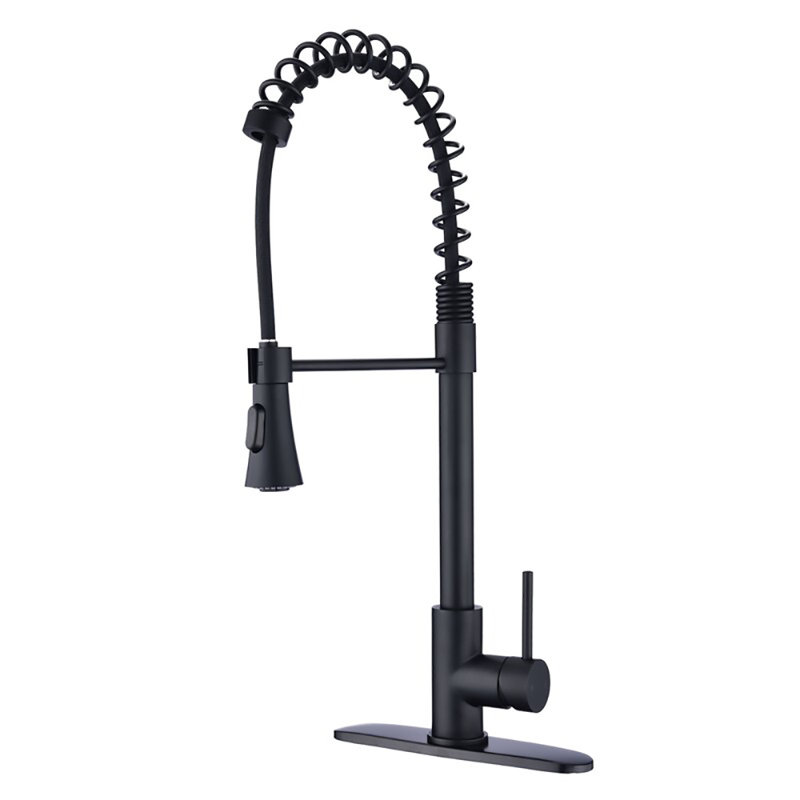 RENIST Spring Pull Down Kitchen Faucet, Matte Black
