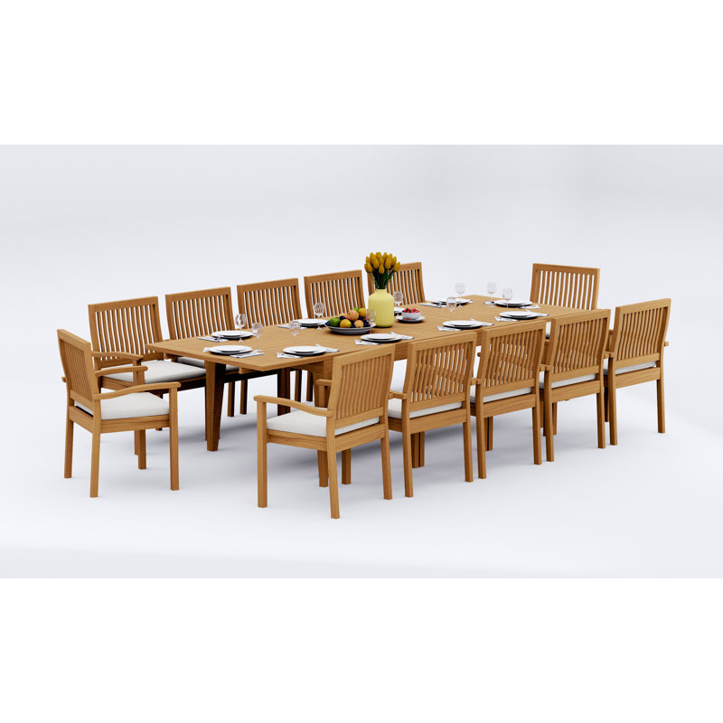 Leveb Outdoor 13 - Piece Teak Dining Set