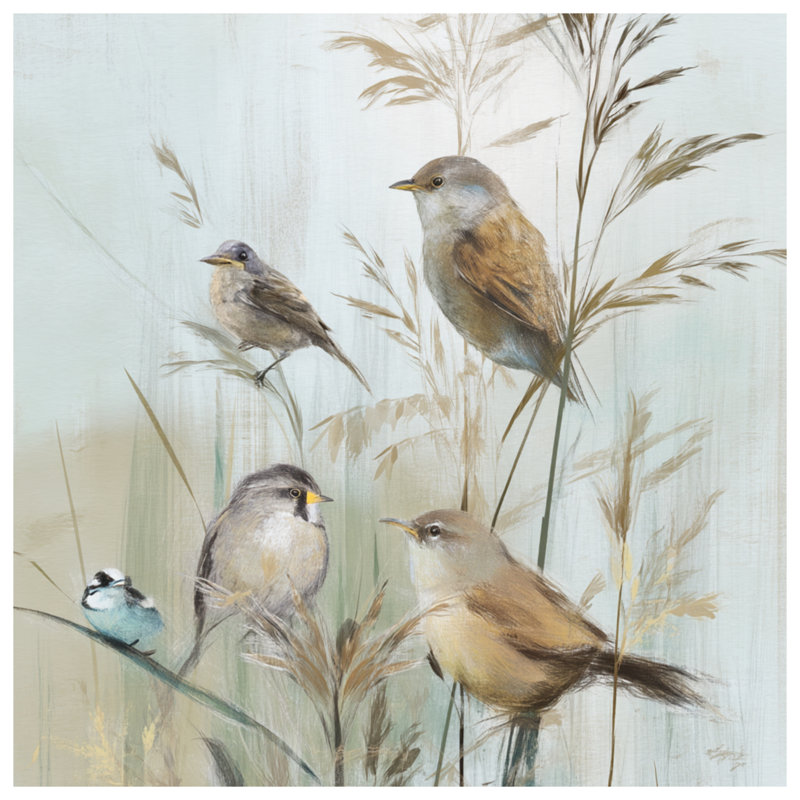 Birds On Grass Stems Bath Mat, L 34 po x L 21 po