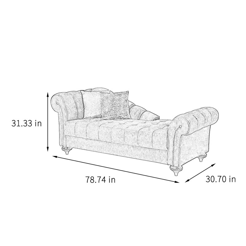 Chaise longue élégante en flanelle paresseuse, Orienté à gauche (vu de face)