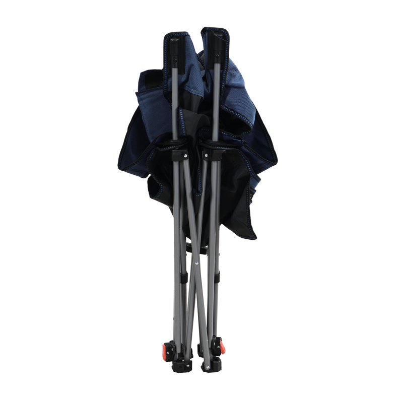 Dark Blue Folding Camping Chair, Adjustable Reclining, Cup Holder, Side Pockets, Carry Bag, Strong Frame, Ideal For Picnics, And Hiking Outdoor Portable, Folding, Reclining With Three Levels,