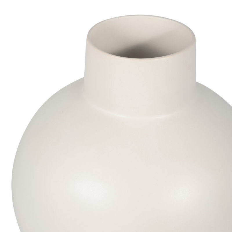 Vase en céramique Bronsyn, H 15 po x l 11 po x P 11 po, Crème, crème