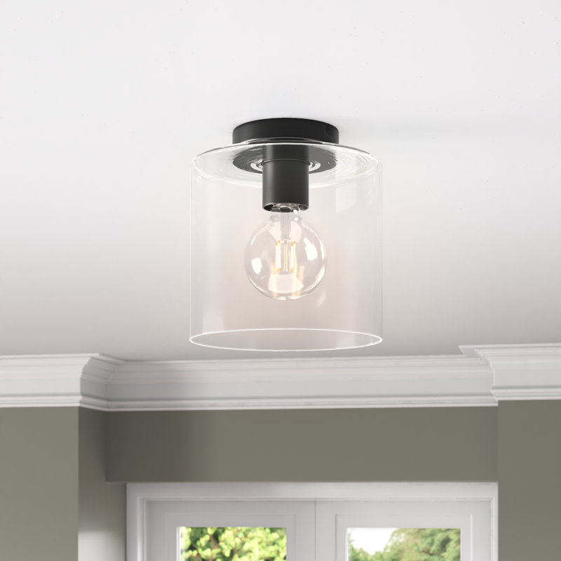 Lydia Glass Semi Flush Mount, Black