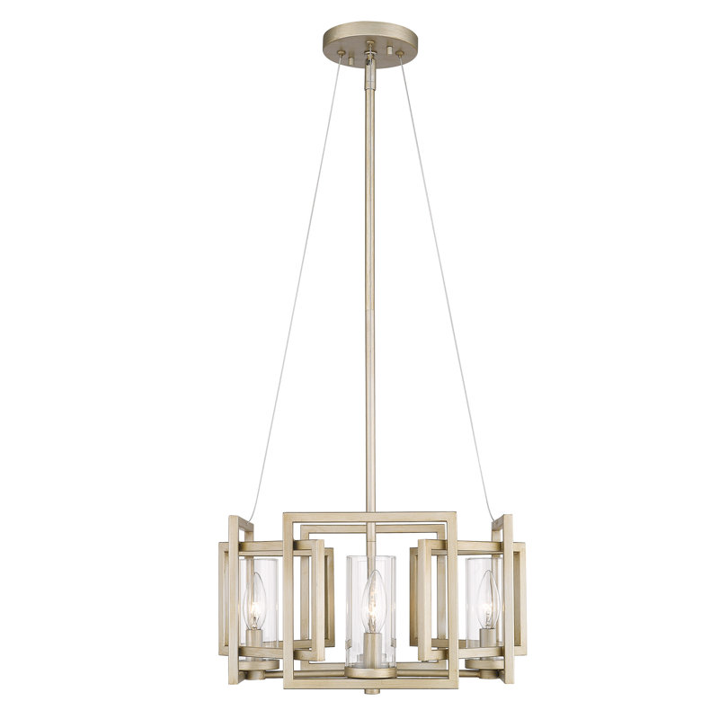 Lustre géométrique à 4 lumières Newlin, Or blanc