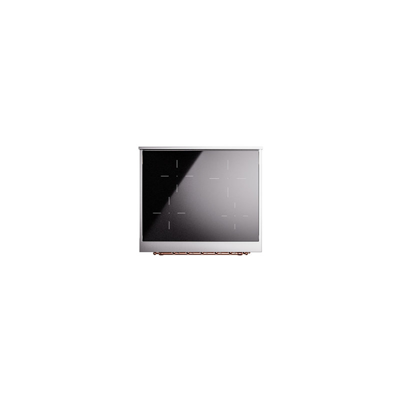 Cuisinière à induction 30 pouces avec 4 plaques à induction ILVE Nostalgie II Series, Acier inoxydable / Cuivre