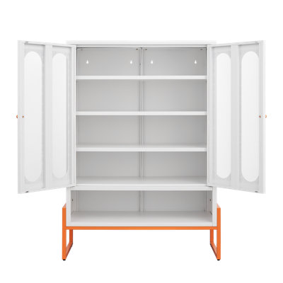 5.9 "High Foot Double-Sided Mesh Door Shoe Cabinet With Movable Double-Layer Partitions And Hollow Base Moisture-Proof And Seismic Design, Accessible Through Sweeping Machines, Suitable For Living Roo
