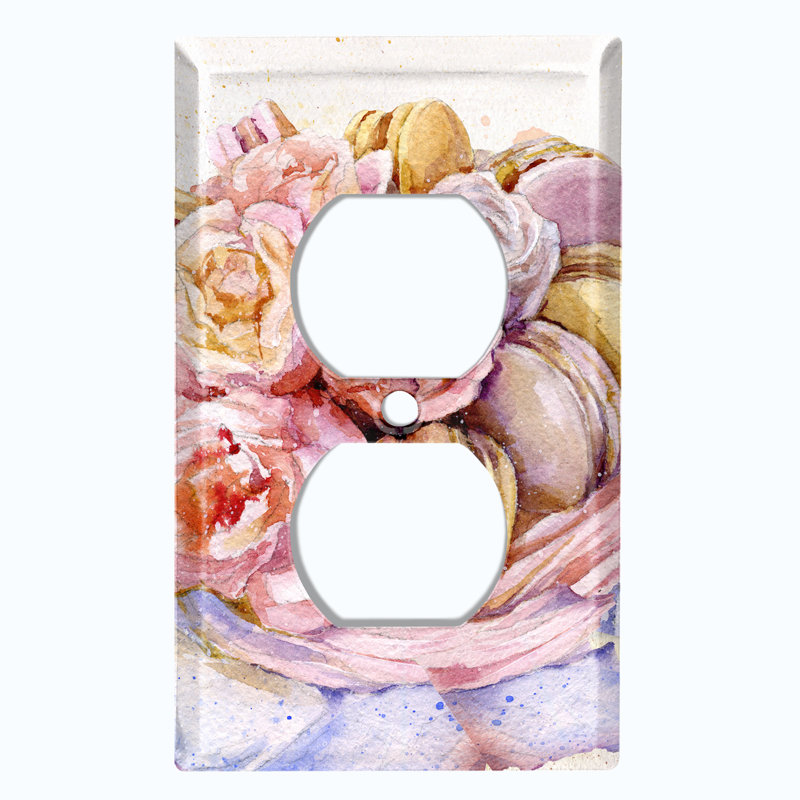 Couvercle de prise de courant en métal (fleur Macaron - simple)