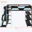 Full Size Gaming Loft Bed With Desk, Shelves & LED Lights, Black+Blue
