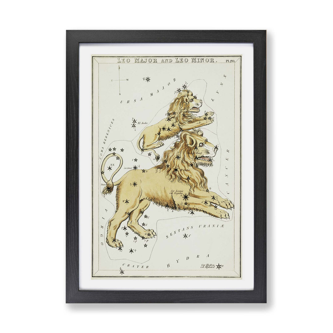 Astronomical Zodiac Chart of the Leo Constellation - Framed Print