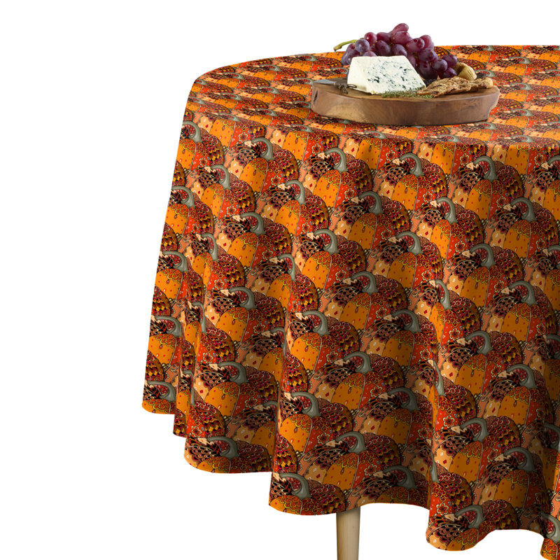Krueger Geometric Round Tablecloth, 102" W x 102" L