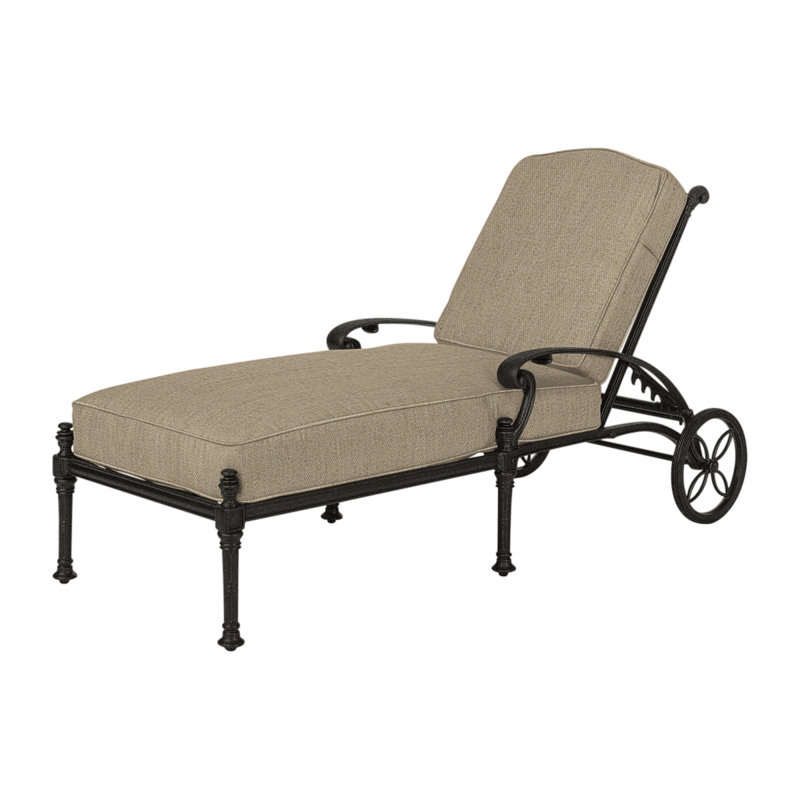 Florence Chaise Lounge Frame with Sunbrella Cushions, Desert Bronze, Canvas Heather Beige Sunbrella® Canvas