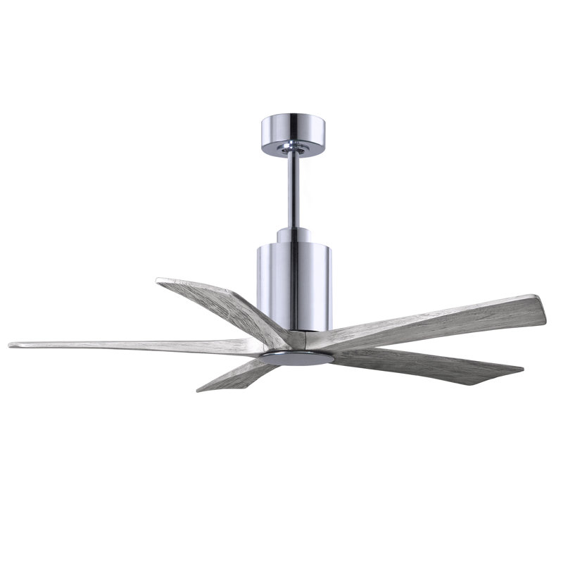 Patricia 52'' Ceiling Fan with LED Lights, Polished Chrome, Barn Wood Tone