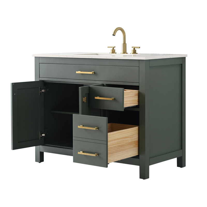 Trevor 42" W Single Vanity, Vintage Green/Brushed Gold