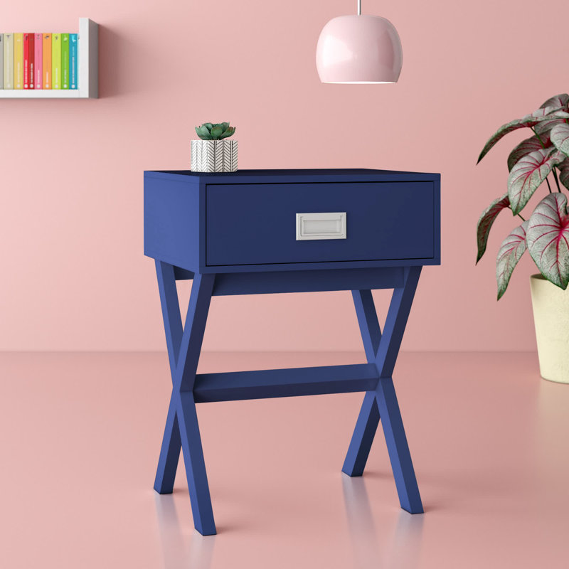 Emile End Table with 1 Drawer, Cobalt Blue