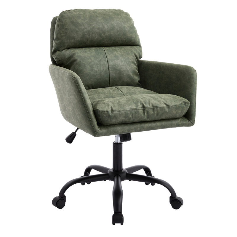 Office Chair With Adjustable Height, Pu Leather Fabric, High - Strength Metal Frame, Filled Foam And Cotton, 28.82 In Depth, 28.82 Lb Weight Made Of Leather, Framework, Soft ,