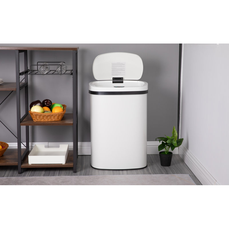 Steel Kitchen Trash Can - 13 Gallons, White
