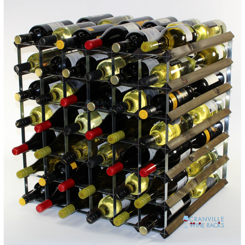 Paonia 84 Bottle Floor Wine Bottle Rack, Dark Oak Stained Pine