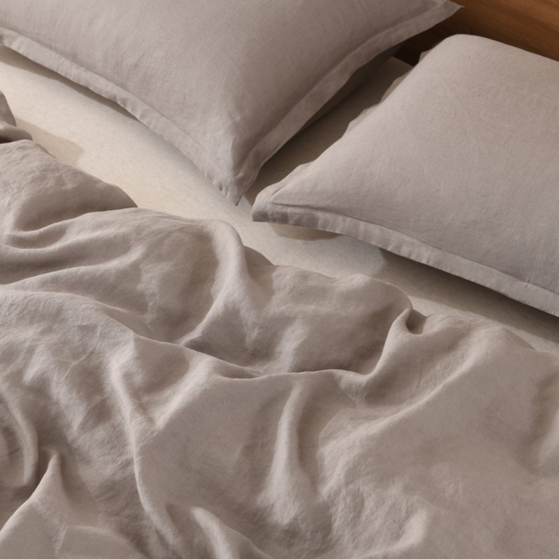 Ensemble de housse de couette en lin taupe foncé, Brun, Housse de couette très grand et 2 très grandes t