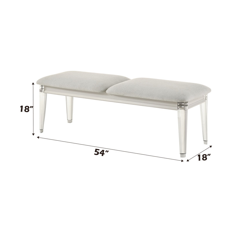 Gray Boucle Bench With White Legs - Rubber Wood 56" Package Depth Versatile And No Storage Feature 220Lbs Capacity