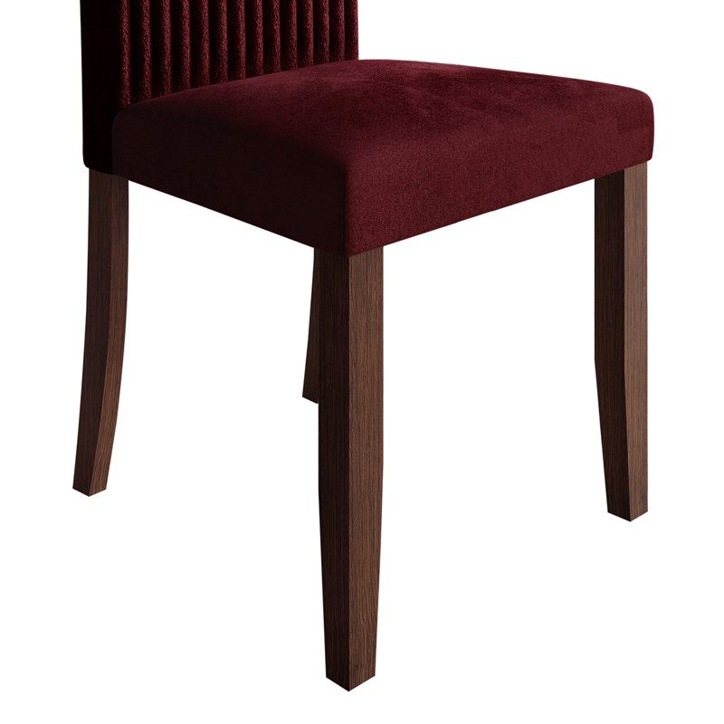 Wooden Dining Chair With Corduroy Velvet Cover, Red
