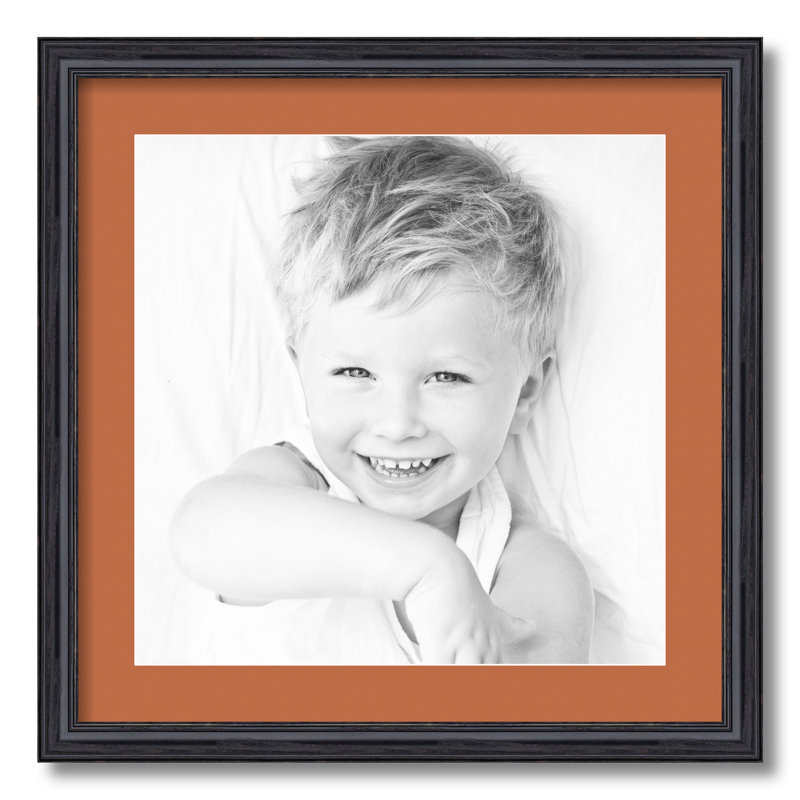 Wood Matte Picture Frame with Mat, Red Orange
