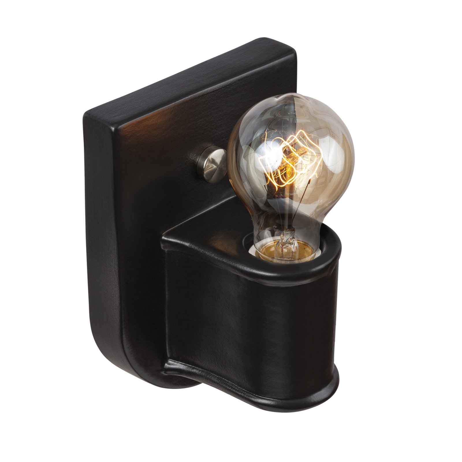 Amboise Single Light Dimmable Ceramic Sconce, Carbon Matte Black Brass, Brushed Nickel