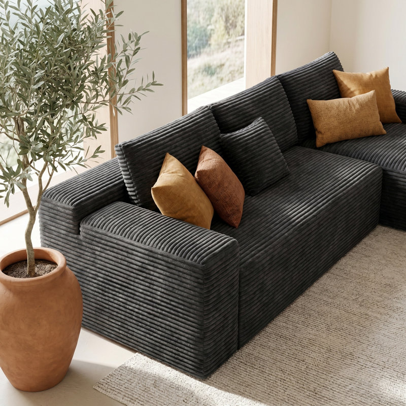 Canapé modulaire modulaire, Gris, Orienté à droite
