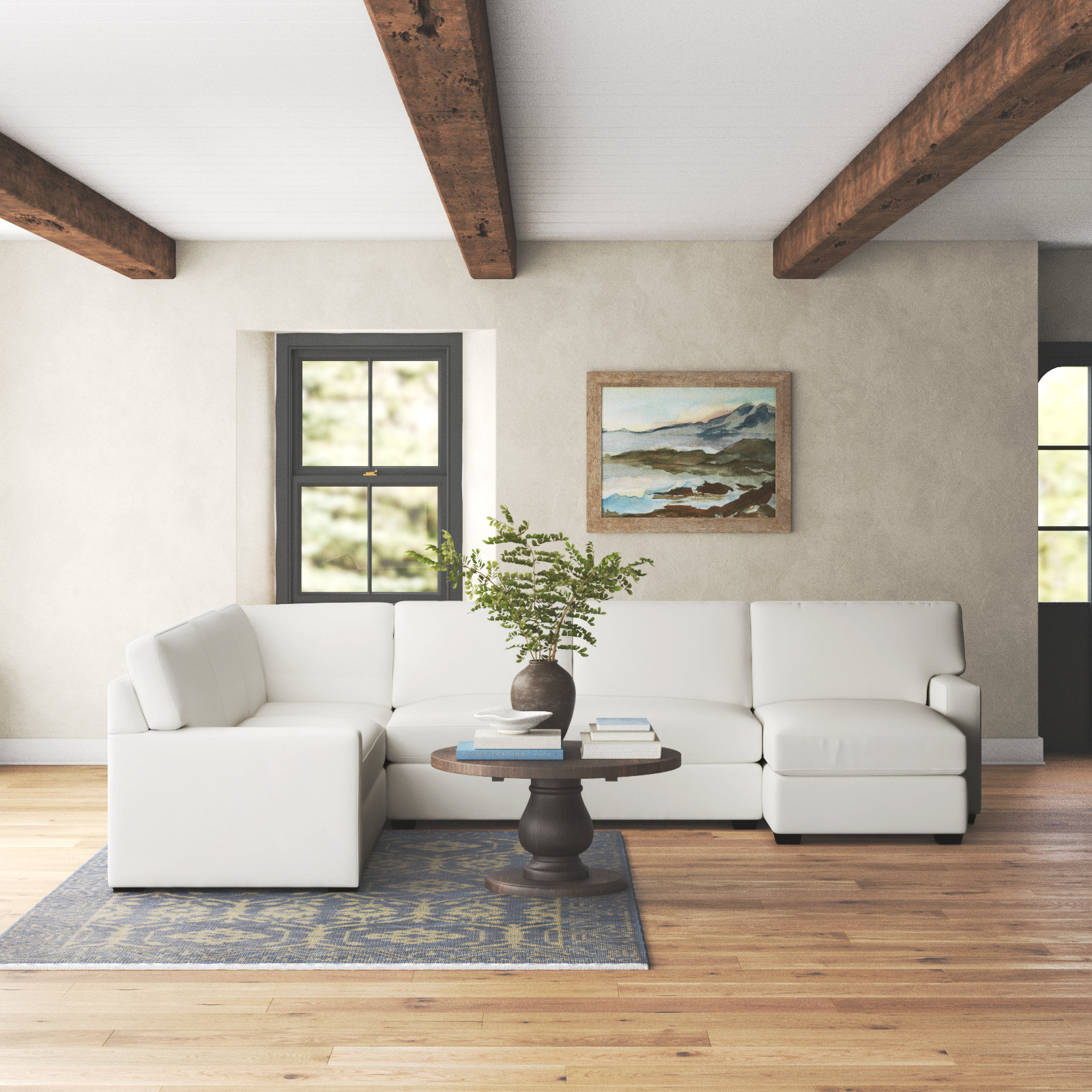 Taylor Upholstered U-Sectional, Left Hand Facing, Bayou Off White Canvas