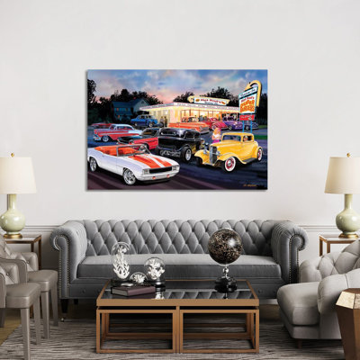 Hot Rod Drive-In I 1 Piece Wrapped Canvas Wall Art