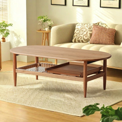 Table basse ovale avec rangement moderne