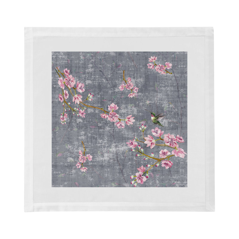 Blossom Fantasia Cotton Sateen Dinner Napkins, Charcoal