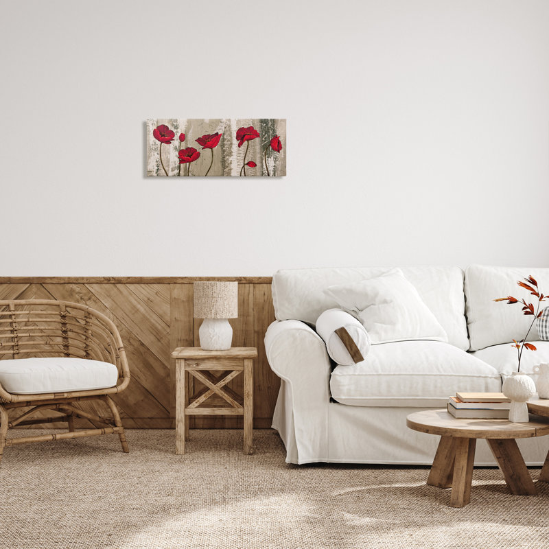 «Red Poppies Blooming», impression sur toile tendue, H 10 po x l 24 po