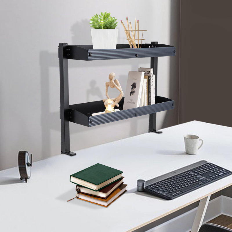 Marrugo 2-Tier Height-adjustable Desktop Shelf, Black